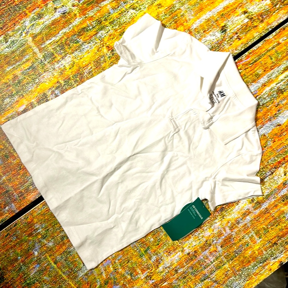 Kids school uniform organic white cotton polo